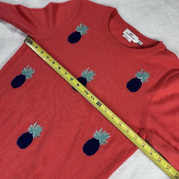 Vineyard Vines Womens Medium Sweater Merino Wool Pineapples Crew Novelty Preppy - Picture 7 of 13